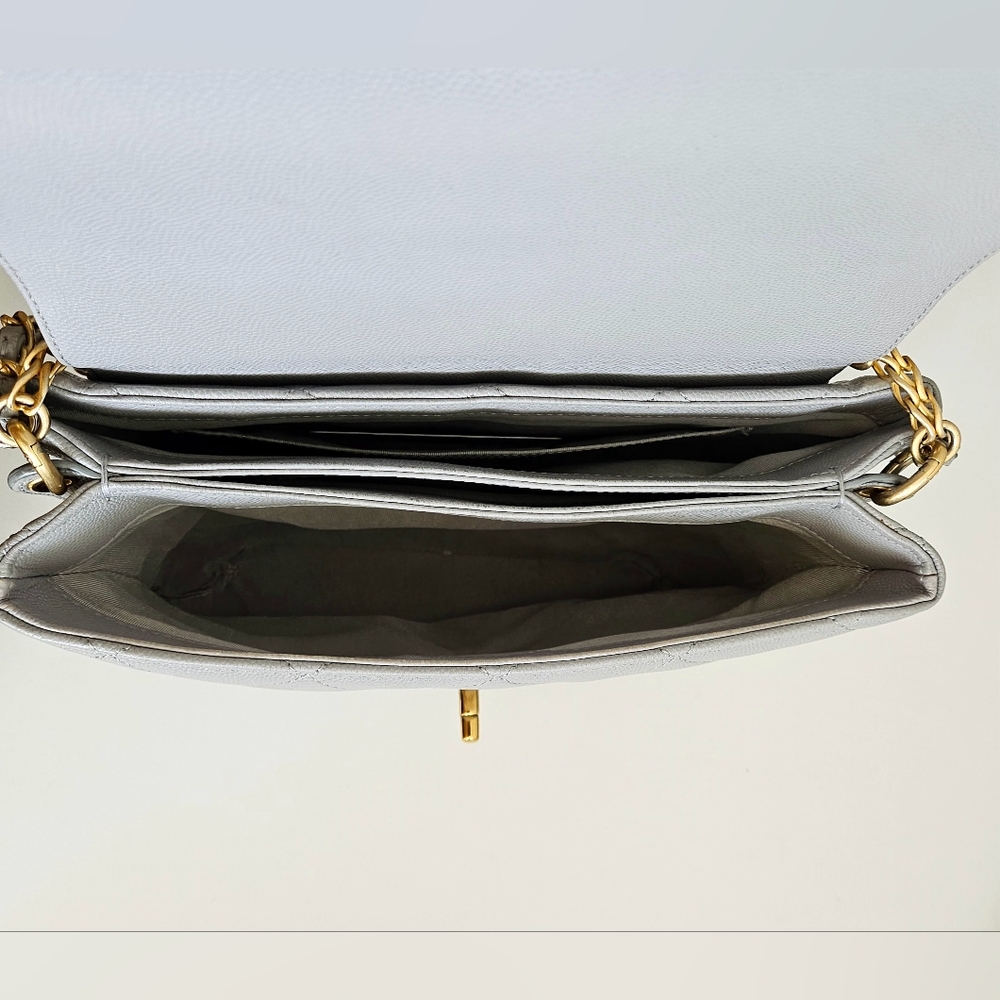 Chanel Gray Caviar Leather Top Handle Two-way Flap Bag - Picture 16 of 16